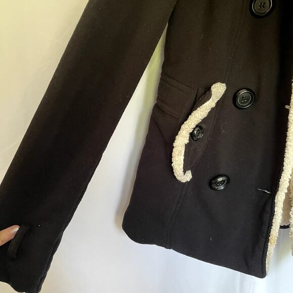 Me Jane fleece sherpa black white sweater button front FLAWS women's size M - Picture 4 of 9